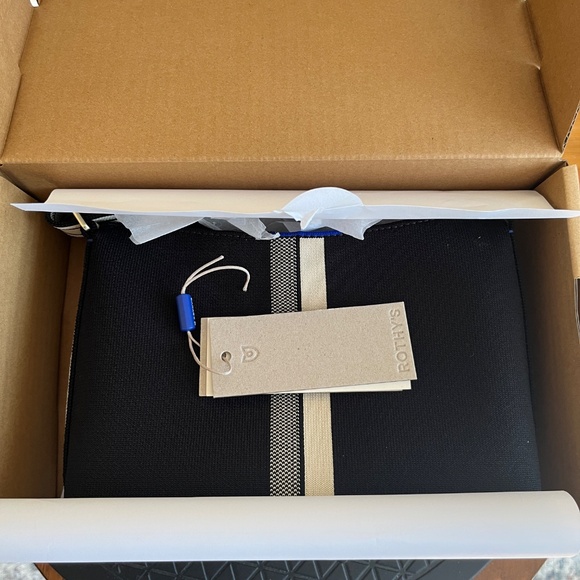 Rothy's Casual Crossbody Purse Black/Ivory Stripe Bag - Picture 2 of 6